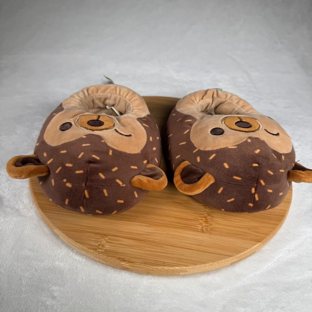 Squishmallows‎ Brown Hedgehog Plush Slippers Kids 2-3 Cozy Cute Character